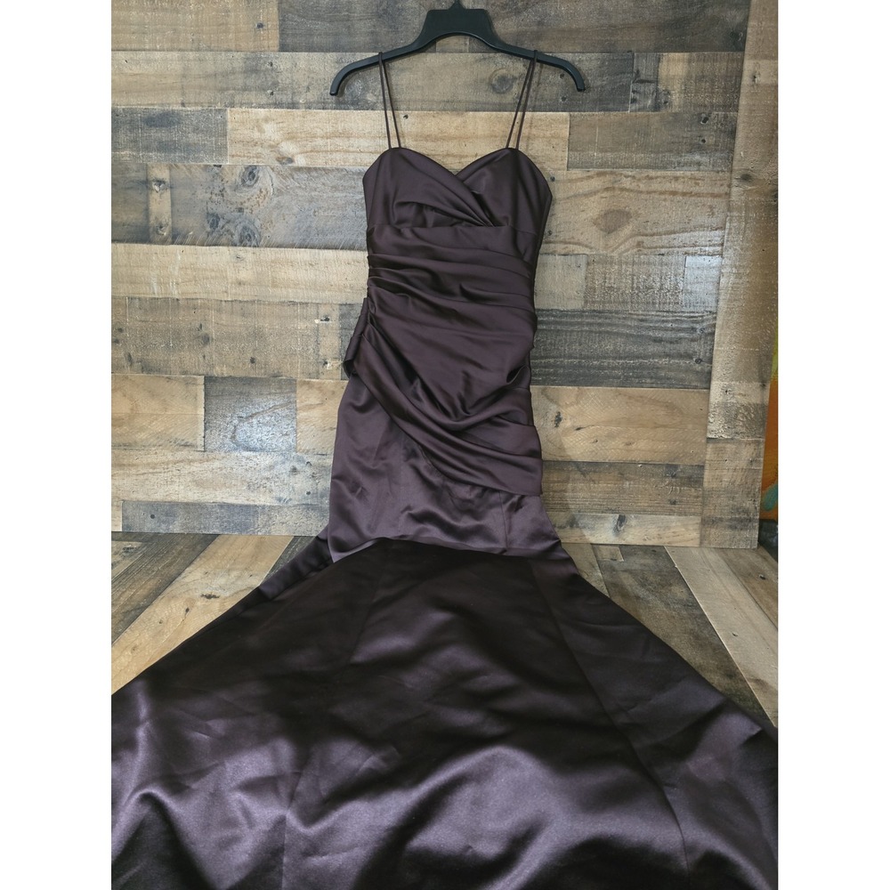 Davids Bridal Ruched Bridesmaid Dress Plum Fairygoth Prom Event Formal Size 4